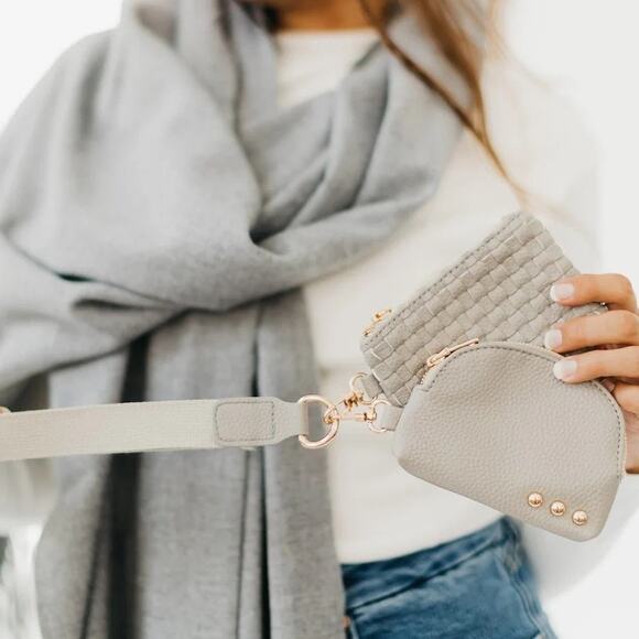 Wonderlust Woven Dual Pouch Wristlet Gray - Picture 3 of 3